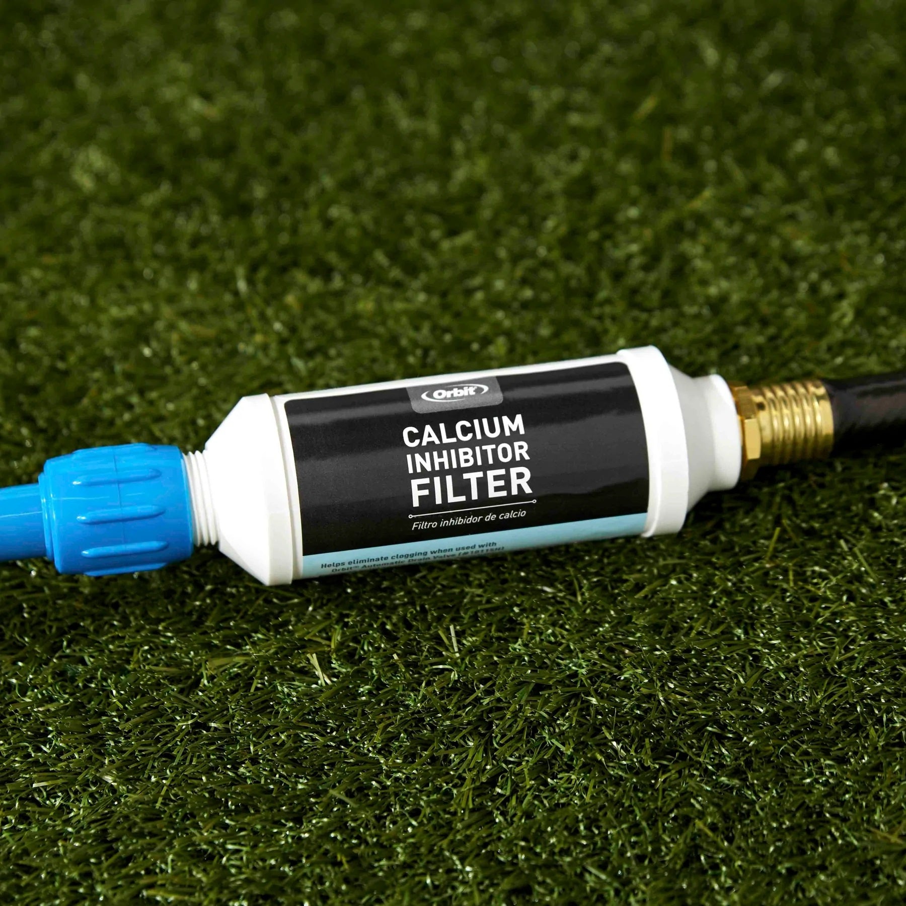 Hard Water Filter - image of the calcium inhibitor filter on green grass