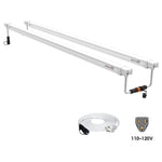 Two Photobio VP 32W LED 4ft light fixtures, each with a 120V power cord, displayed side by side