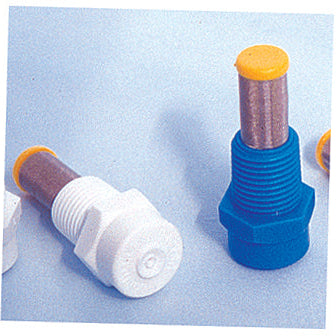 Poly Misting Nozzles - images of a blue nozzle and a white nozzle.