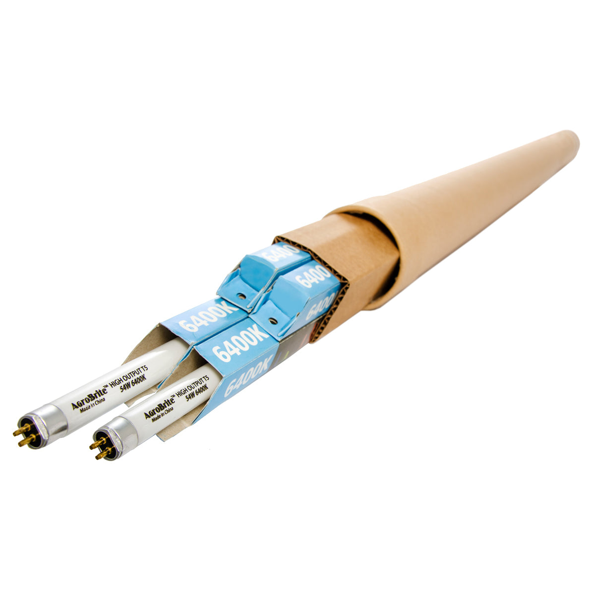 Four T-5 Agrobrite fluorescent replacement tubes in a pack