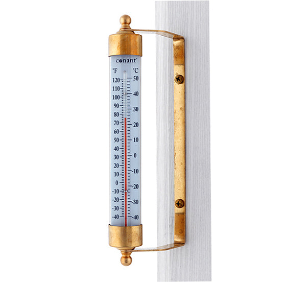 The Original Vermont Indoor/Outdoor 7 Thermometer mounted to a stand against a white background