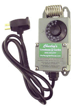 Waterproof Greenhouse Thermostat image with its black cord against a white background