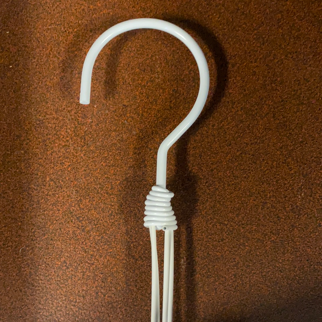 White Pot Hanger - 4 Strand - Close up image of one pot hanger