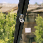 Close-up image of Winter Gardenz hanging brackets on a greenhouse.