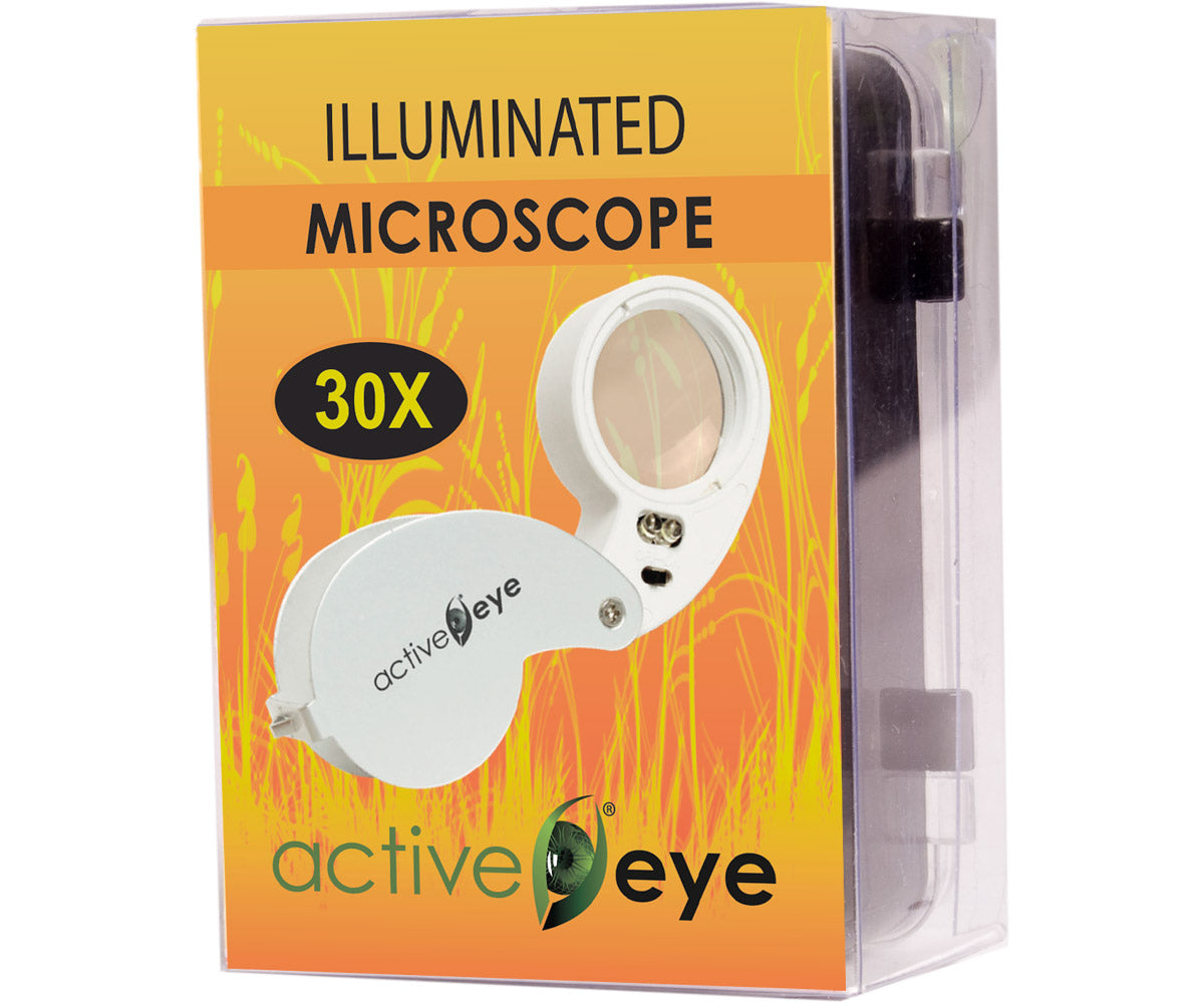 30X Loupe Magnifier Package with the illuminated microscope