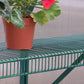 Charley's Wire Shelf with Braces in the color green with a potted plant on top