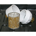 The Chlorgon Water Filter Replacement Cartridge is placed on a black table, with the lid open