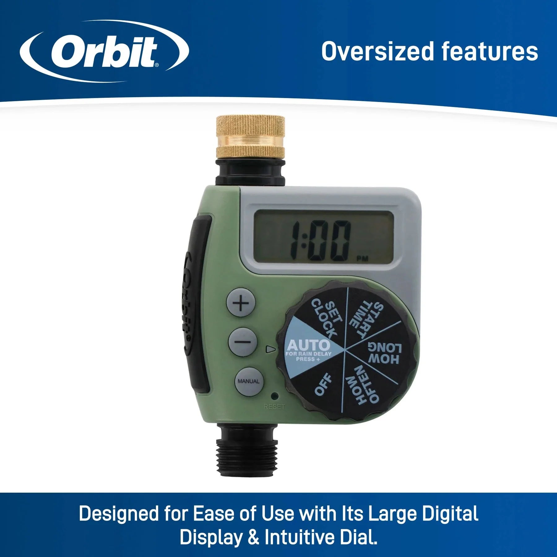 Digital Hose Faucet Timer: product image displaying the oversized features