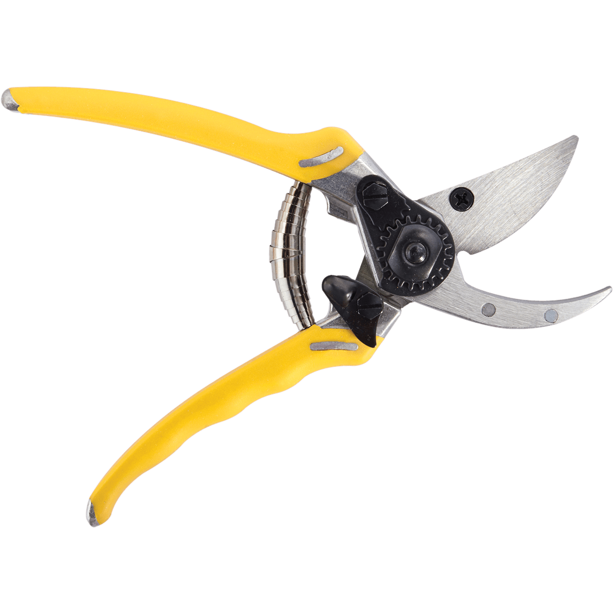Dramm Bypass Pro™ Pruners in Yellow against a white background.