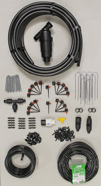 Economy Container Watering Kit - an image showing the various parts of the kit 