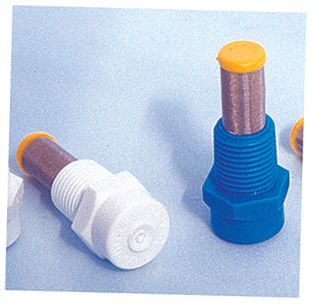 Poly Misting Nozzles - images of a blue nozzle and a white nozzle.