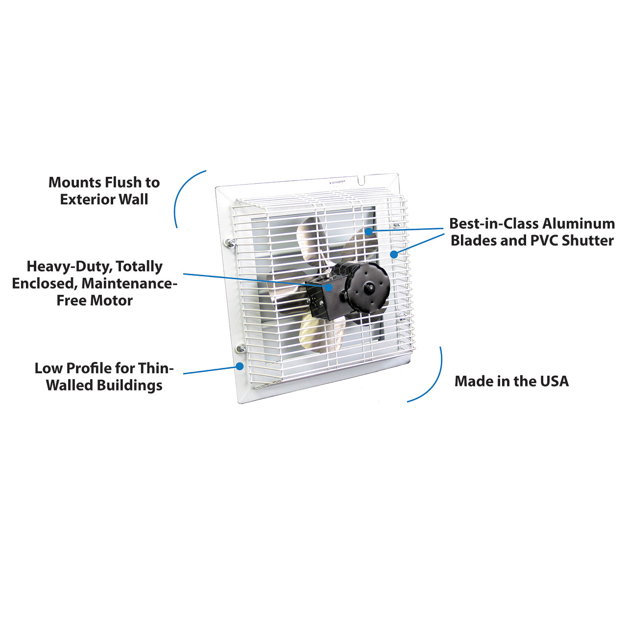 Schaefer Exhaust Fan - Product image showing all the features 