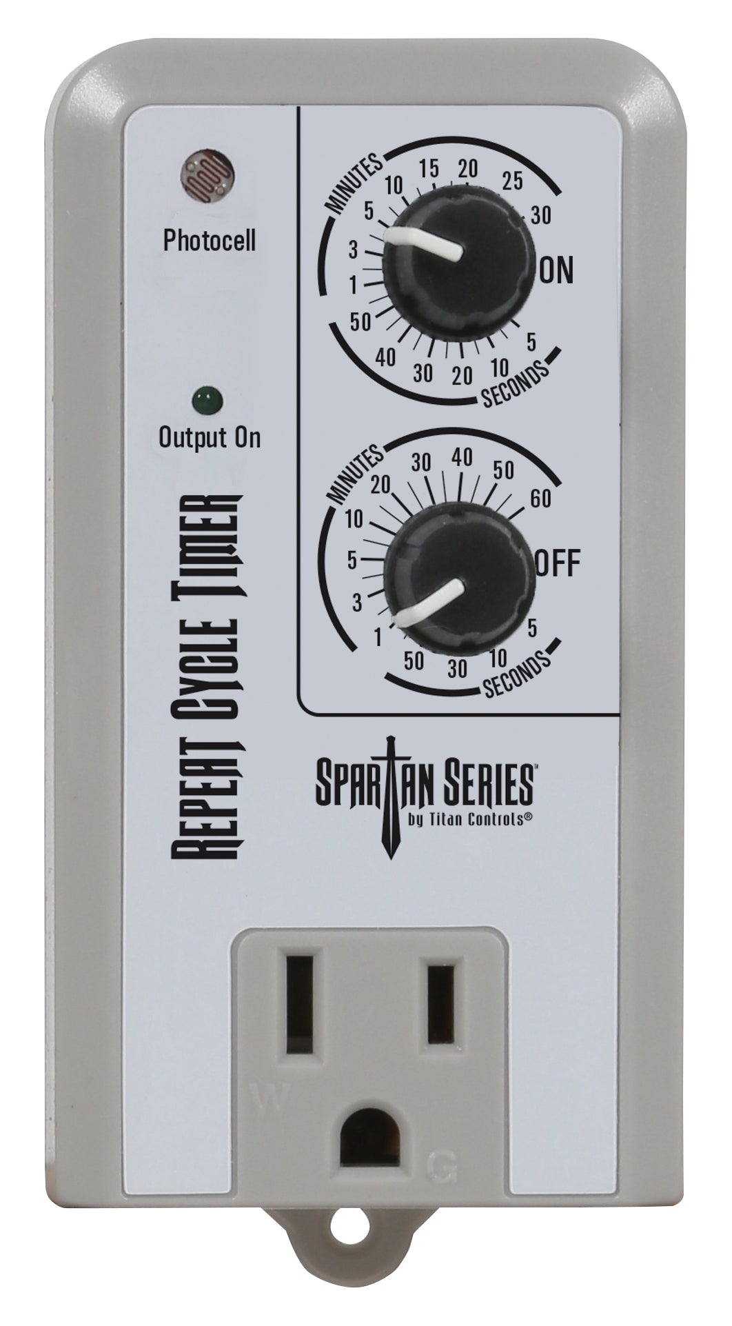 Short-range mist timer product on a white background, showing its switches and plug