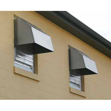 Weather hood for exhaust fans and shutters - an image of the product's usage