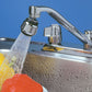 Whedon Super Spray Faucet Aerator SU7C Leaf is shown in use on a faucet, with water flowing out