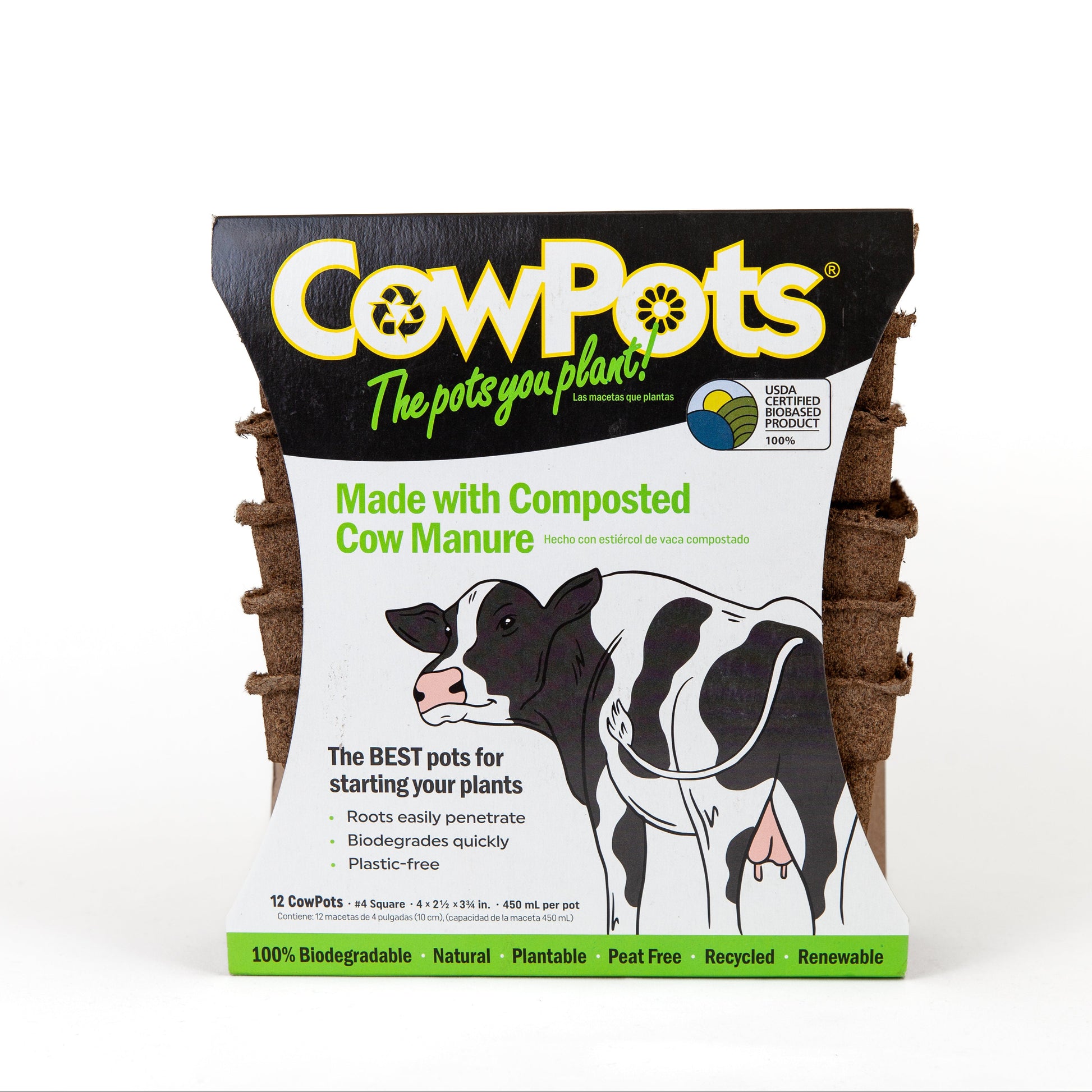 CowPots 12 Pack 4 Inch Square