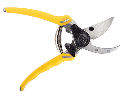 Dramm Bypass Pro™ Pruners in Yellow against a white background.