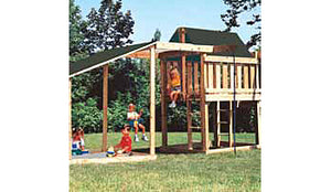 Locknit Shade Fabric Kit - 60 green: Product being used to shade a backyard playground