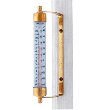 The Original Vermont Indoor/Outdoor 7 Thermometer mounted to a stand against a white background
